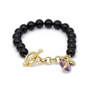 Onyx & Amethyst Bead Bracelet - image 1